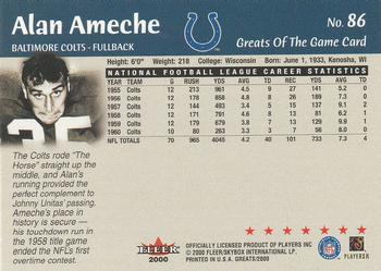 2000 Fleer Greats of the Game #86 Alan Ameche Back