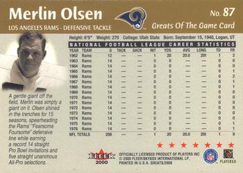 2000 Fleer Greats of the Game #87 Merlin Olsen Back