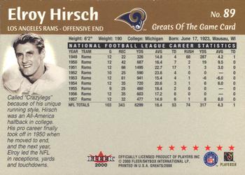 2000 Fleer Greats of the Game #89 Elroy Hirsch Back