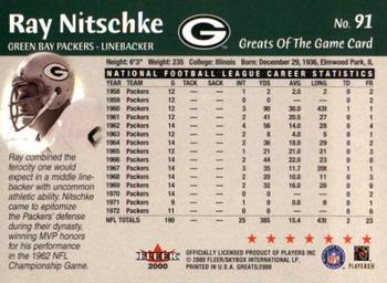 2000 Fleer Greats of the Game #91 Ray Nitschke Back