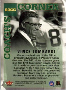 2000 Fleer Greats of the Game #93 Vince Lombardi Back