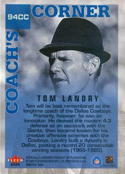 2000 Fleer Greats of the Game #94 Tom Landry Back