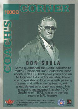 2000 Fleer Greats of the Game #100 Don Shula Back