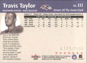 2000 Fleer Greats of the Game #111 Travis Taylor Back