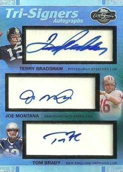 2007 Topps Co-Signers - Tri-Signer Autographs Holosilver #TSA-BMB Terry Bradshaw / Joe Montana / Tom Brady Front