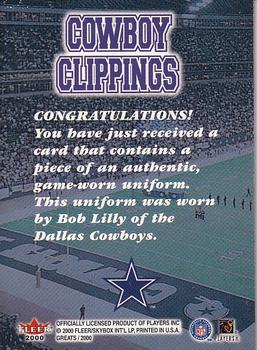 2000 Fleer Greats of the Game - Cowboys Clippings #NNO Bob Lilly Back