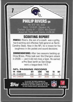 2007 Topps Draft Picks & Prospects - Chrome Black #7 Philip Rivers Back