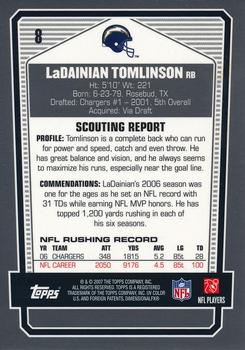2007 Topps Draft Picks & Prospects - Chrome Black #8 LaDainian Tomlinson Back
