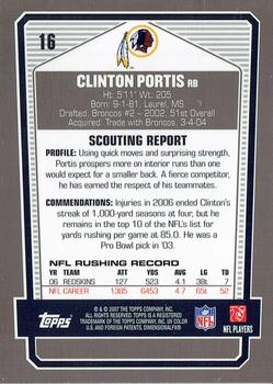 2007 Topps Draft Picks & Prospects - Chrome Black #16 Clinton Portis Back