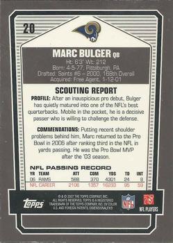 2007 Topps Draft Picks & Prospects - Chrome Black #20 Marc Bulger Back