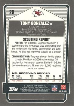 2007 Topps Draft Picks & Prospects - Chrome Black #29 Tony Gonzalez Back