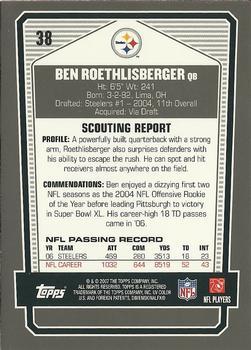 2007 Topps Draft Picks & Prospects - Chrome Black #38 Ben Roethlisberger Back