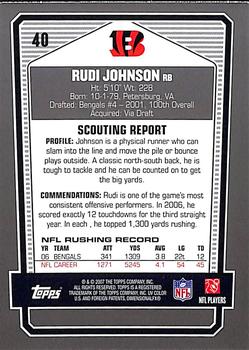 2007 Topps Draft Picks & Prospects - Chrome Black #40 Rudi Johnson Back