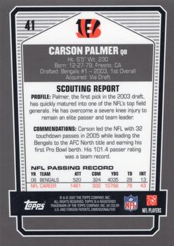 2007 Topps Draft Picks & Prospects - Chrome Black #41 Carson Palmer Back