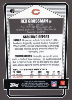 2007 Topps Draft Picks & Prospects - Chrome Black #49 Rex Grossman Back