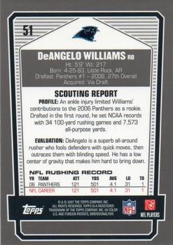 2007 Topps Draft Picks & Prospects - Chrome Black #51 DeAngelo Williams Back