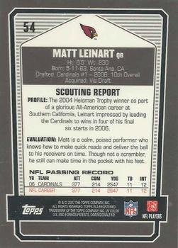 2007 Topps Draft Picks & Prospects - Chrome Black #54 Matt Leinart Back