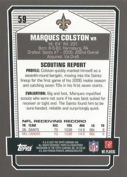 2007 Topps Draft Picks & Prospects - Chrome Black #59 Marques Colston Back