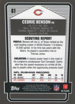 2007 Topps Draft Picks & Prospects - Chrome Black #61 Cedric Benson Back