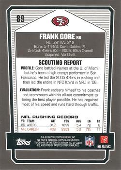 2007 Topps Draft Picks & Prospects - Chrome Black #89 Frank Gore Back