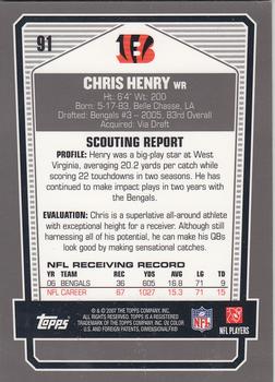 2007 Topps Draft Picks & Prospects - Chrome Black #91 Chris Henry Back