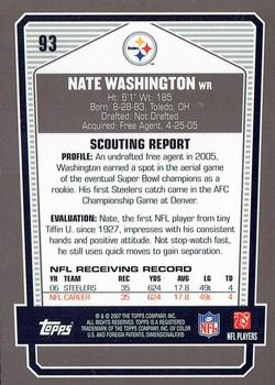 2007 Topps Draft Picks & Prospects - Chrome Black #93 Nate Washington Back