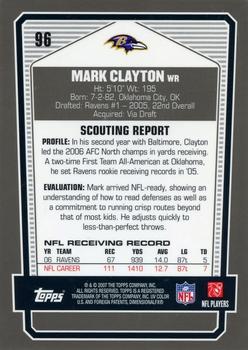 2007 Topps Draft Picks & Prospects - Chrome Black #96 Mark Clayton Back