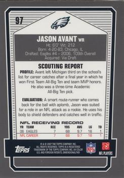 2007 Topps Draft Picks & Prospects - Chrome Black #97 Jason Avant Back