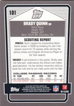 2007 Topps Draft Picks & Prospects - Chrome Black #101 Brady Quinn Back