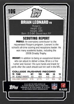 2007 Topps Draft Picks & Prospects - Chrome Black #106 Brian Leonard Back