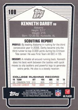 2007 Topps Draft Picks & Prospects - Chrome Black #108 Kenneth Darby Back