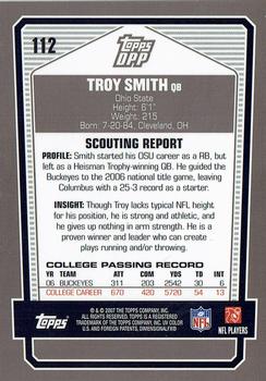 2007 Topps Draft Picks & Prospects - Chrome Black #112 Troy Smith Back