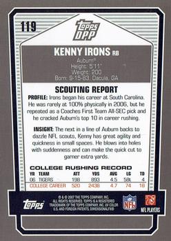 2007 Topps Draft Picks & Prospects - Chrome Black #119 Kenny Irons Back