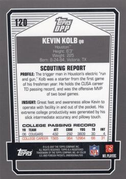 2007 Topps Draft Picks & Prospects - Chrome Black #120 Kevin Kolb Back