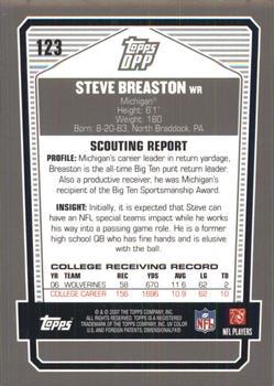 2007 Topps Draft Picks & Prospects - Chrome Black #123 Steve Breaston Back