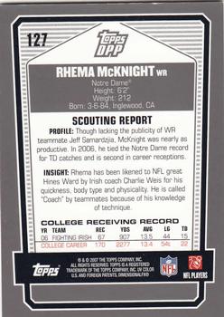 2007 Topps Draft Picks & Prospects - Chrome Black #127 Rhema McKnight Back