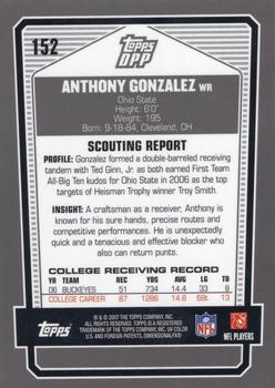 2007 Topps Draft Picks & Prospects - Chrome Black #152 Anthony Gonzalez Back