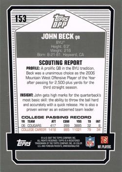 2007 Topps Draft Picks & Prospects - Chrome Black #153 John Beck Back