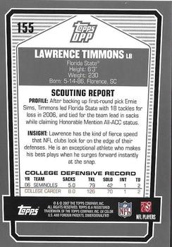 2007 Topps Draft Picks & Prospects - Chrome Black #155 Lawrence Timmons Back