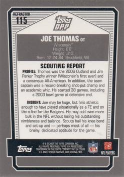 2007 Topps Draft Picks & Prospects - Chrome Black Refractors #115 Joe Thomas Back