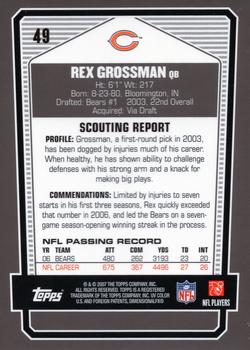 2007 Topps Draft Picks & Prospects - Chrome Bronze #49 Rex Grossman Back