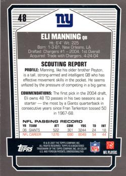2007 Topps Draft Picks & Prospects - Chrome Bronze #48 Eli Manning Back