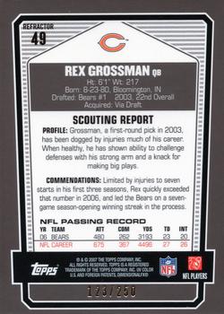 2007 Topps Draft Picks & Prospects - Chrome Bronze Refractors #49 Rex Grossman Back