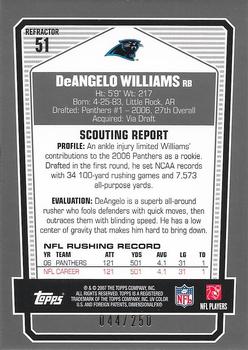 2007 Topps Draft Picks & Prospects - Chrome Bronze Refractors #51 DeAngelo Williams Back