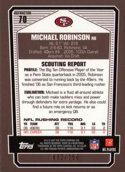 2007 Topps Draft Picks & Prospects - Chrome Bronze Refractors #70 Michael Robinson Back
