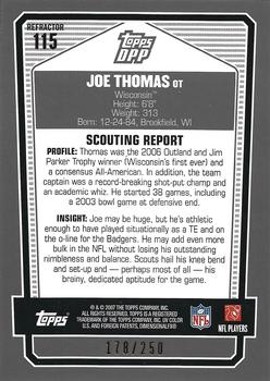 2007 Topps Draft Picks & Prospects - Chrome Bronze Refractors #115 Joe Thomas Back