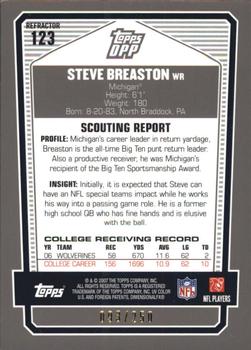 2007 Topps Draft Picks & Prospects - Chrome Bronze Refractors #123 Steve Breaston Back