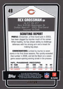 2007 Topps Draft Picks & Prospects - Chrome Gold #49 Rex Grossman Back