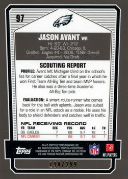2007 Topps Draft Picks & Prospects - Chrome Silver #97 Jason Avant Back