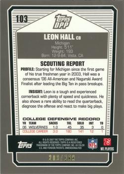 2007 Topps Draft Picks & Prospects - Chrome Silver #103 Leon Hall Back